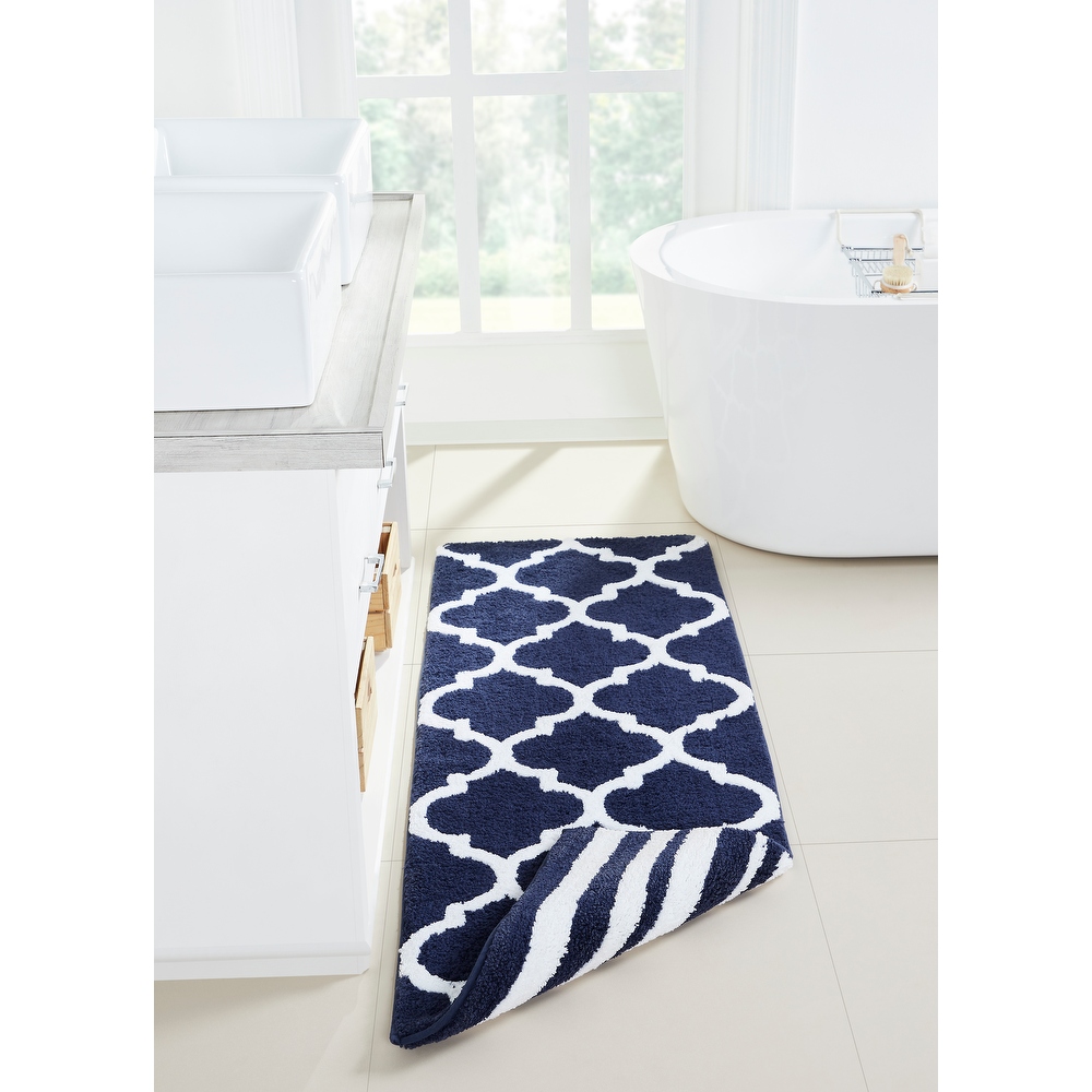 Navy and white bath rug hotsell